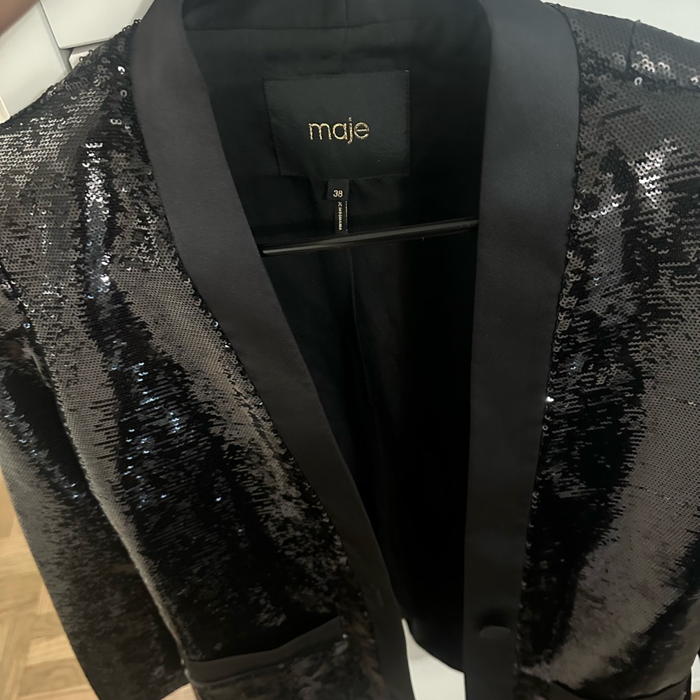 Maje Black Sequin Blazer - Picture 2 of 5